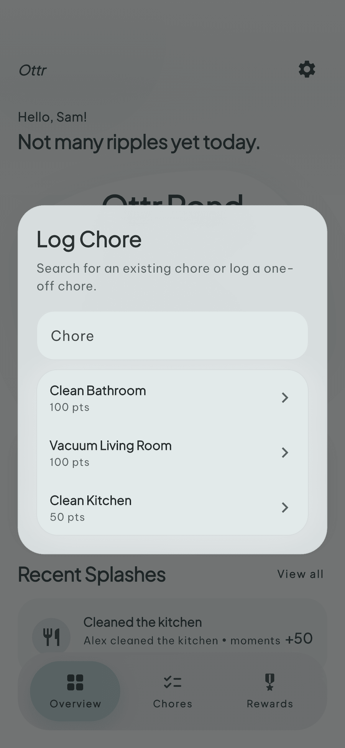 Log a chore in-app